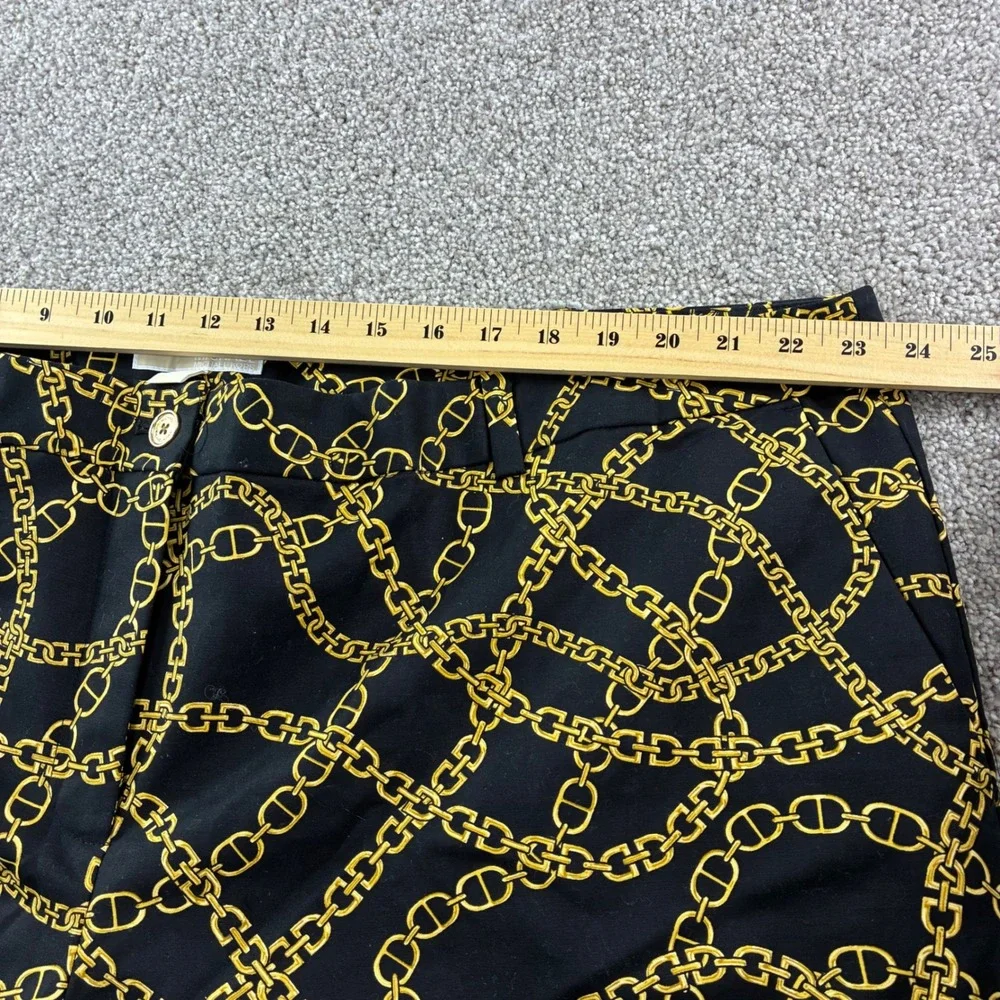 Michael Kors Womens 24W Black Gold Keegan Chain Print Miranda Slack Trouser Chic